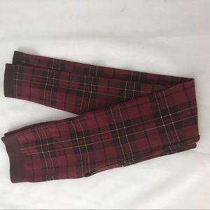 Plaid leggings red